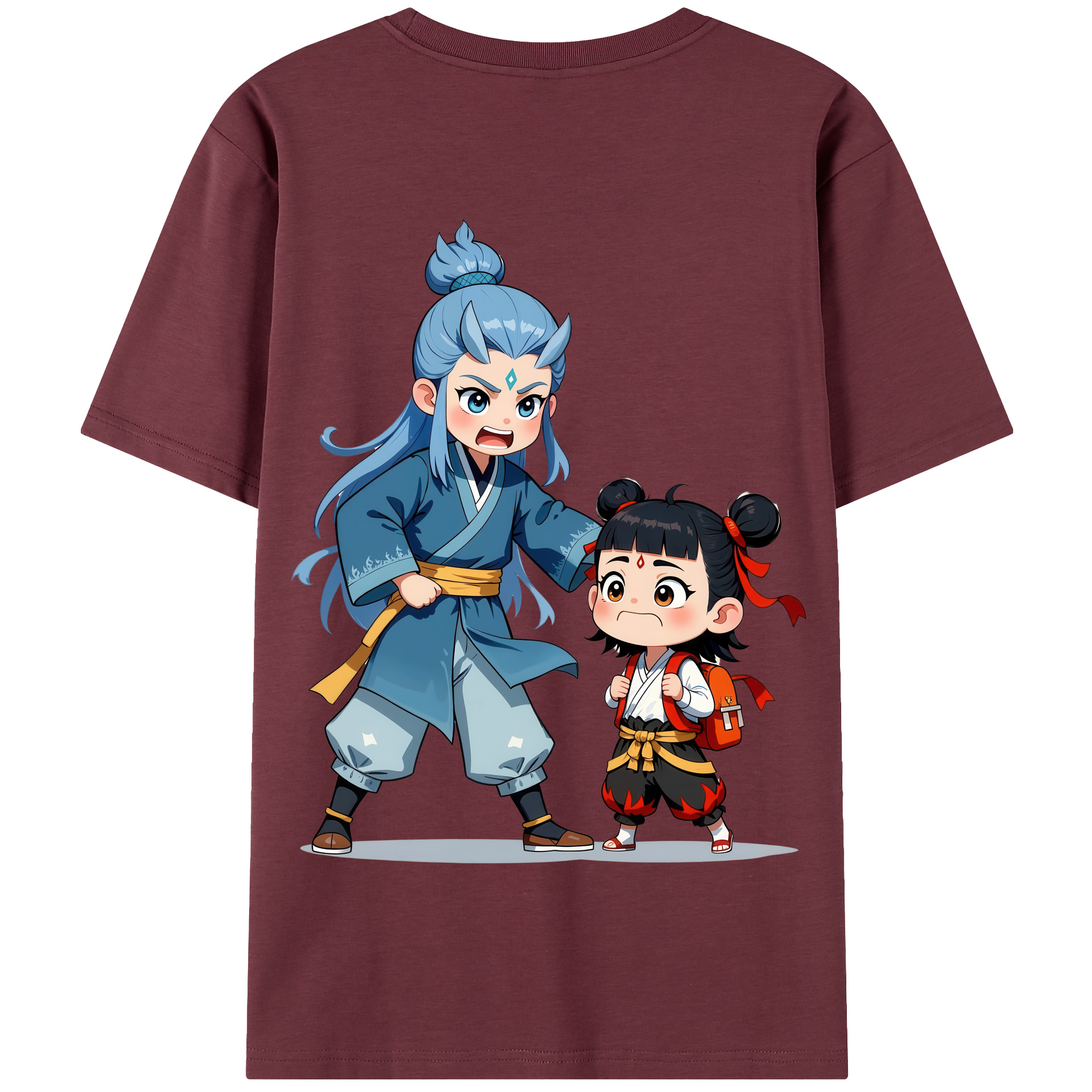 （画像用） Ne Zha 2 ナタ 魔童の大暴れ 綿100％半袖Tシャツ（背面プリント）